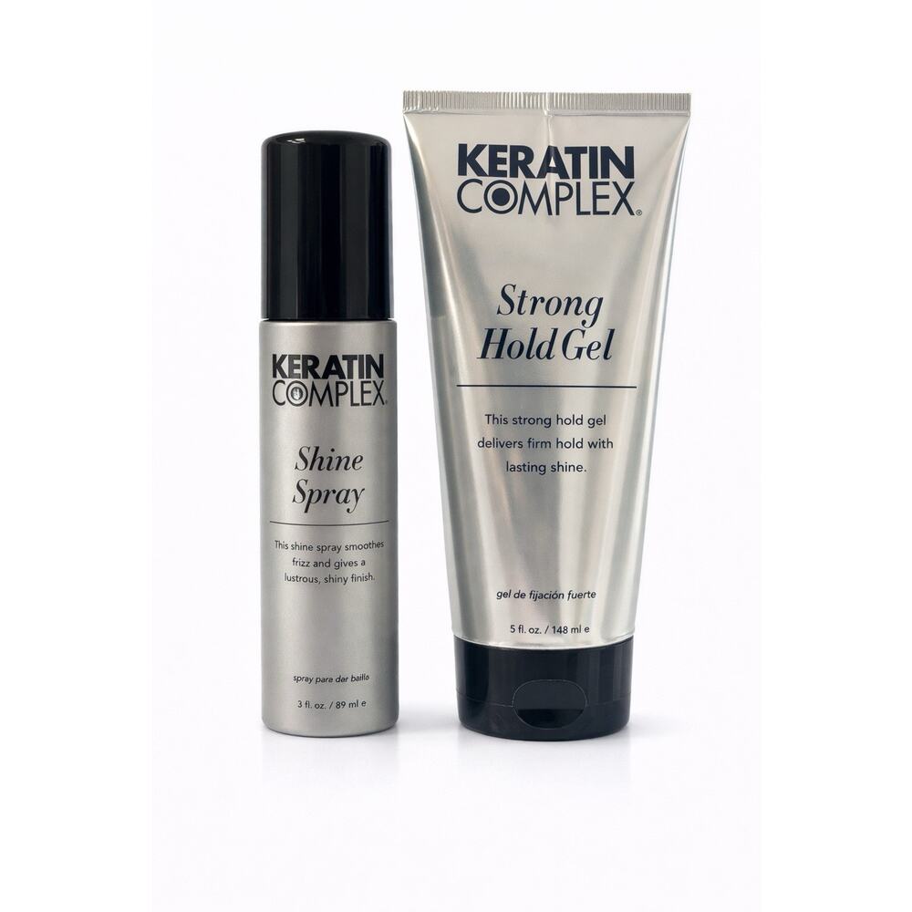 Keratin Complex Shine Spray 3oz + Strong Hold Gel 5oz – New Not Sealed
